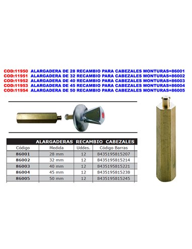 ALARGADERA DE 28 RECAMBIO PARA CABEZALES MONTURAS86001