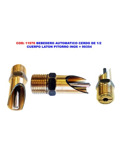 BEBEDERO AUTOMATICO CERDO 1/2 CUERPO LATON PITORRO LATON99354