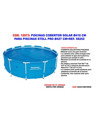 PISCINAS CUBIERTA SOLAR 417 CM PISCINAS STEEL PRO/FAST SET 58252