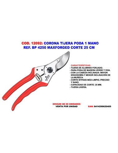 CORONA TIJERA PODA 1 MANO BP 4250 MAXFORGED CORTE 25 CM 