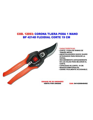 CORONA TIJERA PODA 1 MANO BP 4214D FLEXDIAL CORTE 19 CM