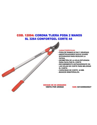 CORONA TIJERA PODA 2 MANOS SL 3264 CONFORTGEL  CORTE 44