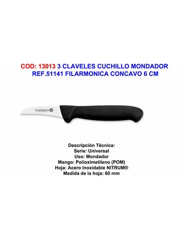 3 CLAVELES CUCHILLO MONDADOR REF.51141 FILARMONICA CONCAVO 6 CM