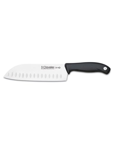 3 CLAVELES CUCHILLO EVO PL.SANTOKU ALVEOLADO 18 CM-7" E01356