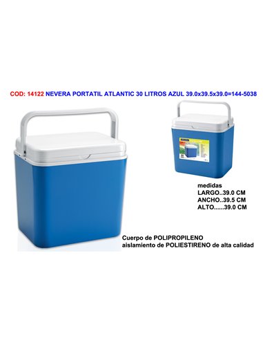 NEVERA PORTATIL ATLANTIC 30 LITROS AZUL 39.0x39.5x39.0144-5038