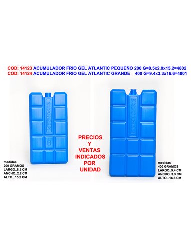 ACUMULADOR FRIO GEL ATLANTIC GRANDE    400 G9.4x3.3x16.64801