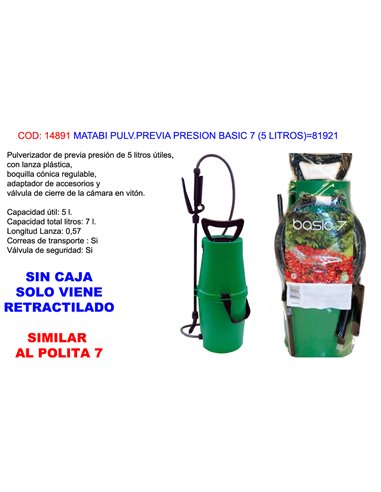 MATABI PULVERIZADOR PREVIA PRESION BASIC 7 (5 L.)81921