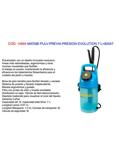 MATABI PULVERIZADOR PREVIA PRESION EVOLUTION 7 (5 L.)82047