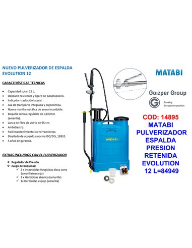 MATABI SULFATADORA PULVER. PRESION RETENIDA EVOLUTION 12 L84949