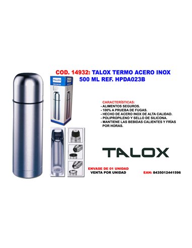 TALOX TERMO ACERO INOX 500 ML HPDA023B