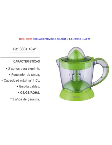 CRENA EXPRIMIDOR CE-8301  1,0 LITROS   40 W