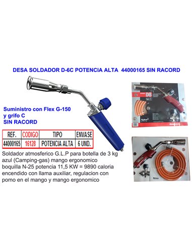 DESA SOLDADOR D-6C POTENCIA ALTA  44000165 SIN RACORD