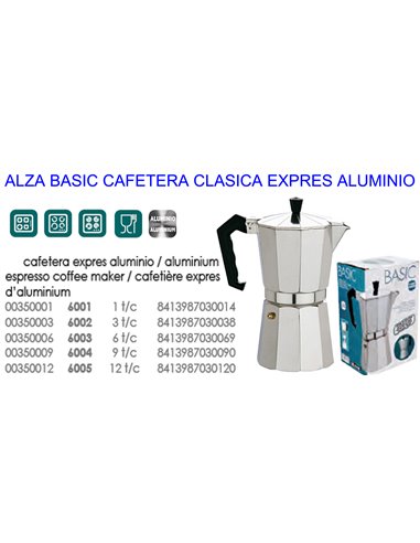 ALZA BASIC CAFETERA CLASICA EXPRES ALUMINIO   9 TAZAS6004