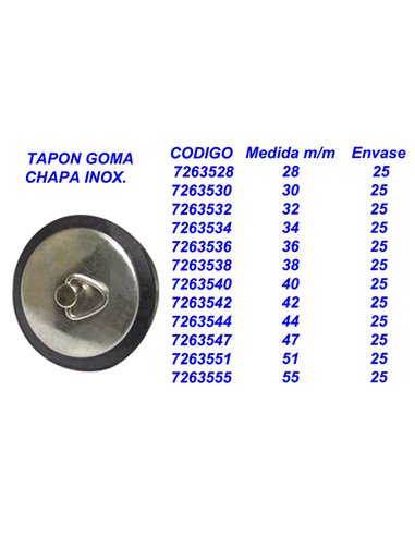 TAPON LAVABO GOMA CAUCHO 32 CON CHAPA INOX7263532