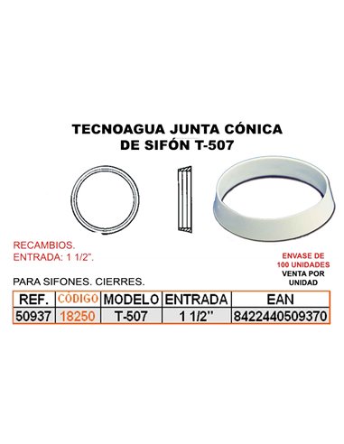 TECNO JUNTA CONICA DE SIFON  40� 1-1/2 T507 50937