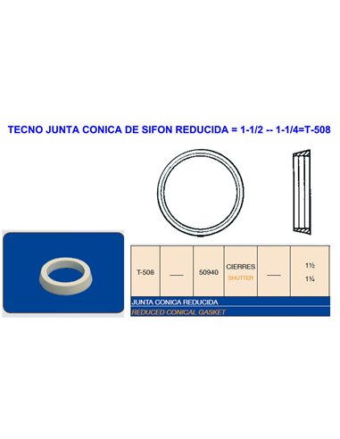 TECNO JUNTA CONICA DE SIFON REDUCIDA  1-1/2 - 1-1/4T-508-50940