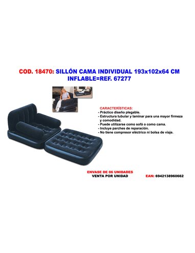 SILLON CAMA INDIVIDUAL 193x102x64 INFLABLE67277