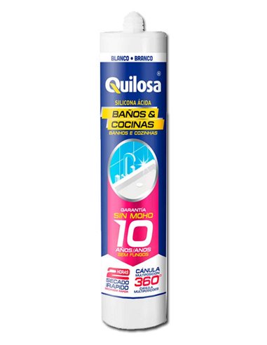 QUILOSA SILICONA ACIDA COCINA/BA�O 280ML TRANSP 10 A�O SIN MOHO