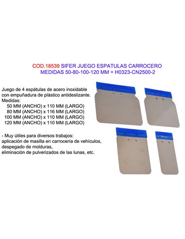 SIFER JUEGO ESPATULAS CARROCERO 50-80-100-120 MMH0323-CN2500-2