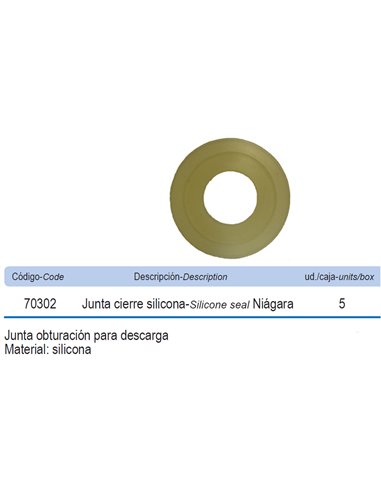 PRHIE JUNTA SILICONA OBTURACION PARA DESCARGADOR NIAGARA70302 