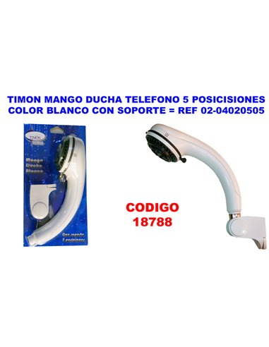 PLUVIA MANGO DUCHA TELEFONO 5 POSIC.BLANCO+SOPORTE02-04020505