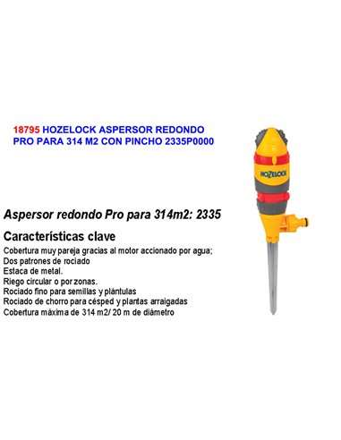 HOZELOCK ASPERSOR REDONDO PRO PARA 314 M2 CON PINCHO 2335P0000