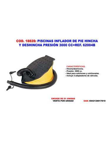 PISCINAS INFLADOR DE PIE HINCHA Y DESHINCHA PRES. 2600 CC62004B