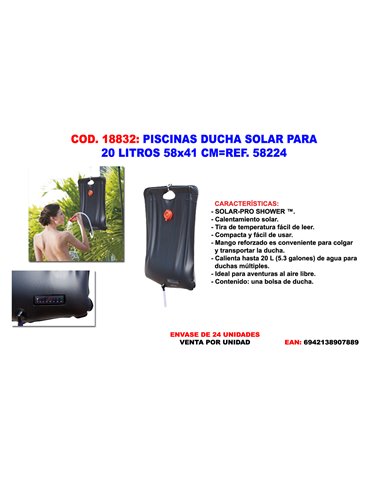 PISCINAS DUCHA SOLAR PARA 20 LITROS 58x41 CM58224