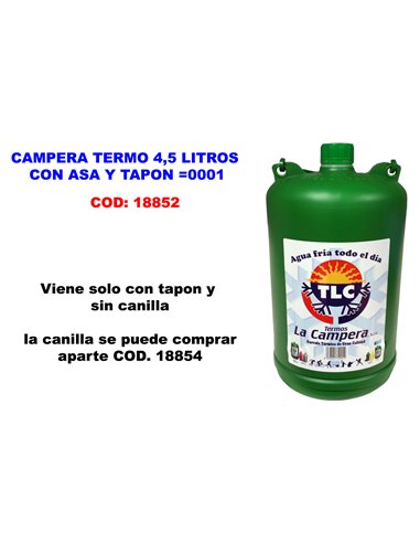 CAMPERA TERMO 4,5 L CON ASA Y TAPON 0001