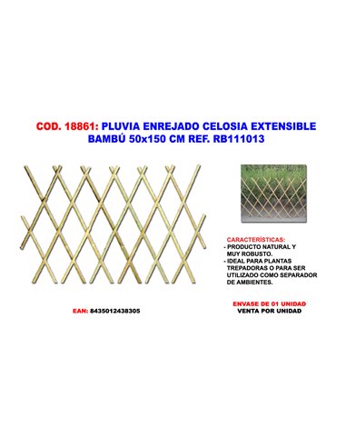 PLUVIA ENREJADO CELOSIA EXTENSIBLE BAMBU   50x150 CM RB111013