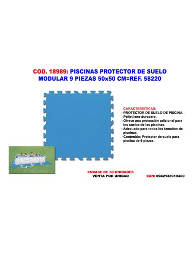 PISCINAS PROTECTOR DE SUELO MODULAR 9 PIEZAS 50 x 50 CM58220