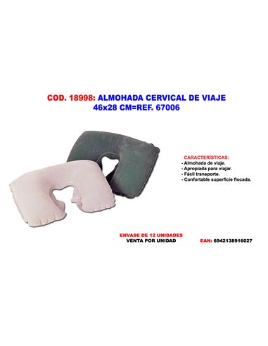 BESTWAY ALMOHADA CERVICAL DE VIAJE 37x24x10 CM67006