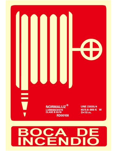 NORMALUZ SE�AL LUMINISCENTE "BOCA DE INCENDIO " 21x30  RD00108