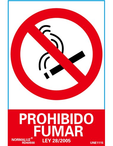 NORMALUZ SE�AL LUMINISCENTE "PROHIBIDO FUMAR" 21x30RD40000