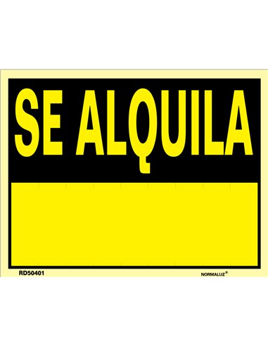 NORMALUZ SE�AL LUMINISCENTE "SE ALQUILA " 35x45RD50401