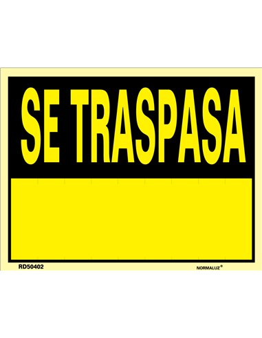 NORMALUZ SE�AL LUMINISCENTE "SE TRASPASA " 35x45RD50402