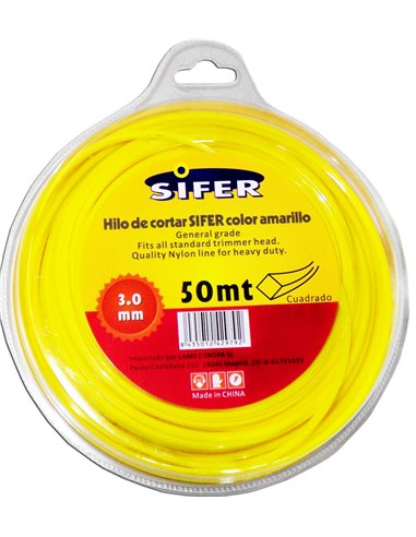 SIFER HILO DESBROZADORA AMARILLO CUADRADO 3.00 MMx 50 M48222030