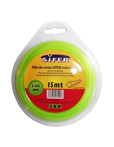 SIFER HILO DESBROZADORA VERDE CUADRADO 3.00 MMx 15 MT48222070