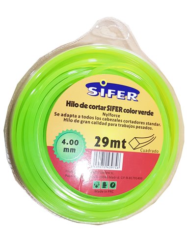 SIFER HILO DESBROZADORA VERDE CUADRADO 4.00 MMx 29 MT48222074