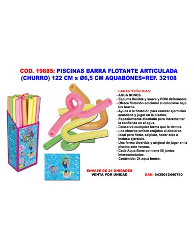 PISCINAS BARRA FLOTANTE ART(CHURRO) 122CM �6,5CM AQUABONES32108