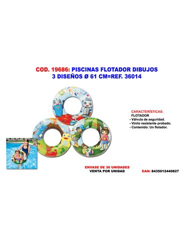 PISCINAS FLOTADOR DIBUJOS 3 DISE�OS 61 CM36014