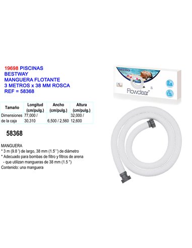 PISCINAS MANGUERA FLOTANTE 3 M x38 MM ROSCA58368