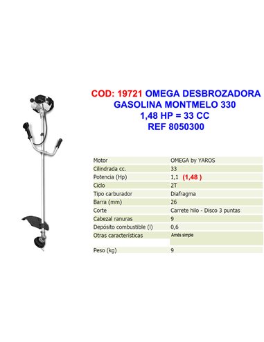 OMEGA DESBROZADORA GASOLINA MONTMELO 3301,48 HP33 CC8050300