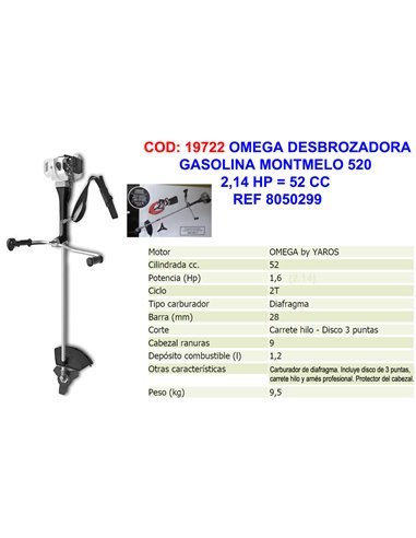 OMEGA DESBROZADORA GASOLINA MONTMELO 5202,14 HP52 CC8050299