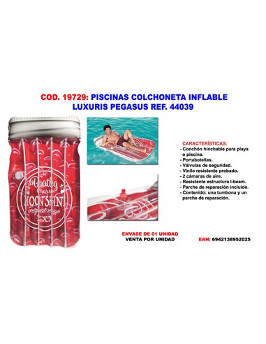 PISCINAS COLCHONETA INFLABLE  MOONSHINE 190X114 Cm  44039