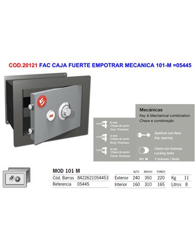 FAC CAJA FUERTE EMPOTRAR MECANICA 101-M 05445