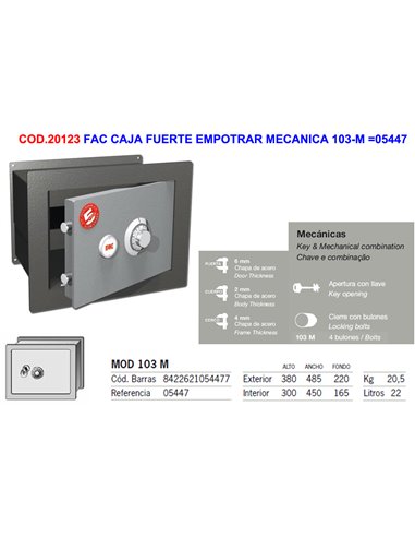 FAC CAJA FUERTE EMPOTRAR MECANICA 103-M 05447