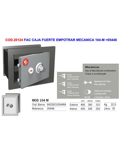 FAC CAJA FUERTE EMPOTRAR MECANICA 104-M 05448