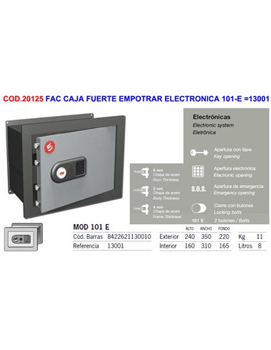 FAC CAJA FUERTE EMPOTRAR ELECTRONICA 101-E 13001