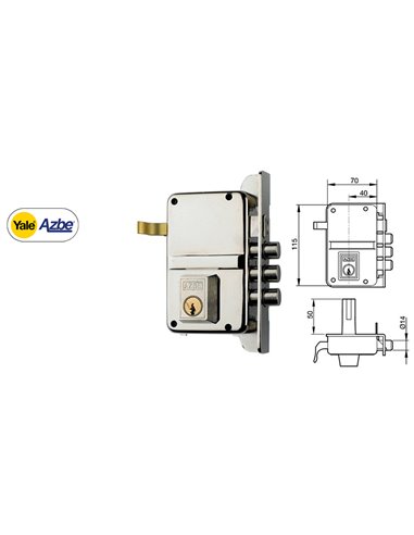 YALE AZBE CERRADURA   8  HN 70 DCHA.SOBREPONER. ANTIPALAnca 